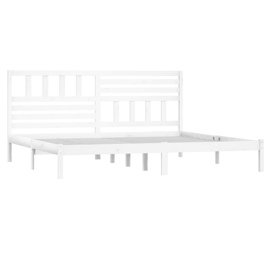 vidaXL Cadru de pat fără saltea, alb, 180x200 cm, lemn masiv pin