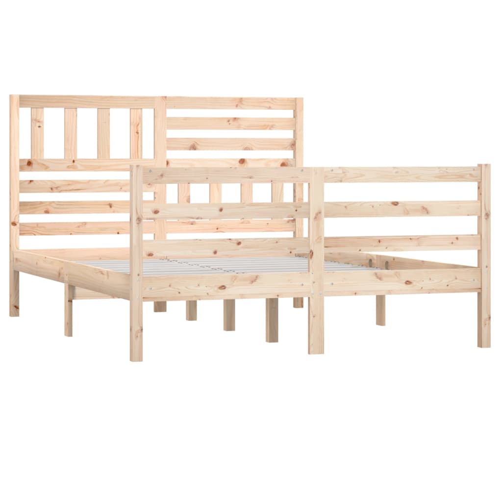 vidaXL Cadru de pat dublu, 135x190 cm, lemn masiv