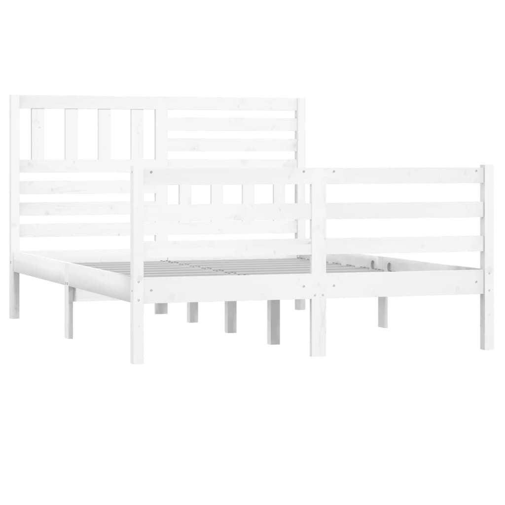 vidaXL Cadru de pat King Size, alb, 150x200 cm, lemn masiv vidaXL Cadru de pat King Size, alb, 150x200 cm, lemn masiv
