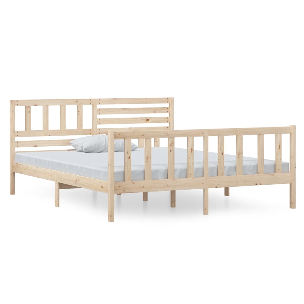 vidaXL Cadru de pat dublu, 135x190 cm, lemn masiv