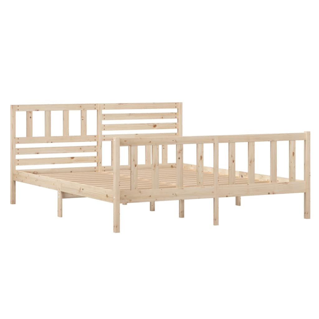 vidaXL Cadru de pat dublu, 135x190 cm, lemn masiv