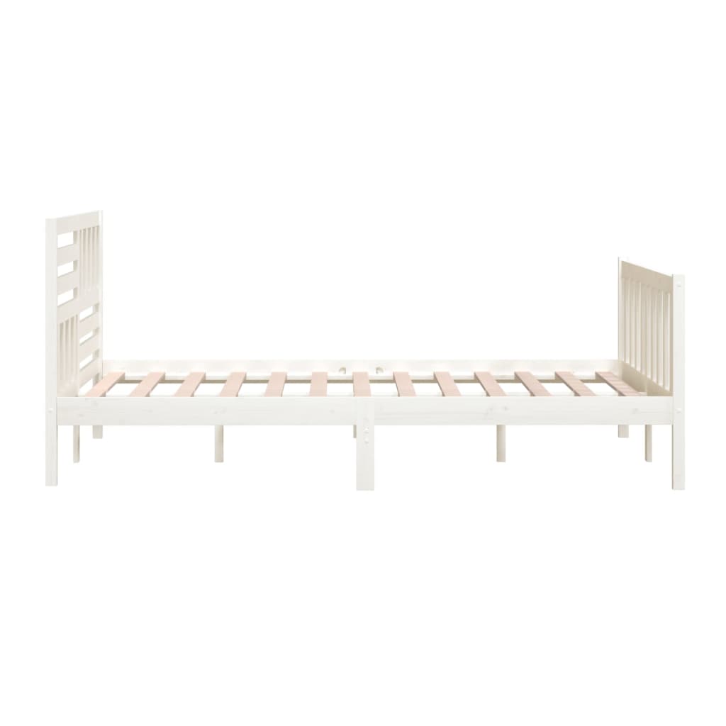 vidaXL Cadru de pat King Size, alb, 150x200 cm, lemn masiv vidaXL Cadru de pat King Size, alb, 150x200 cm, lemn masiv