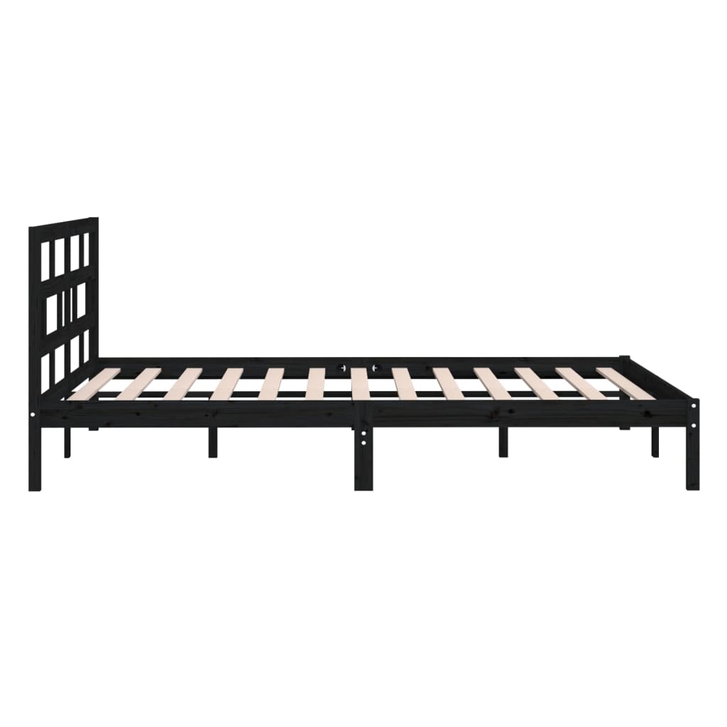 vidaXL Cadru de pat dublu, negru, 135x190 cm, lemn masiv vidaXL Cadru de pat dublu, negru, 135x190 cm, lemn masiv