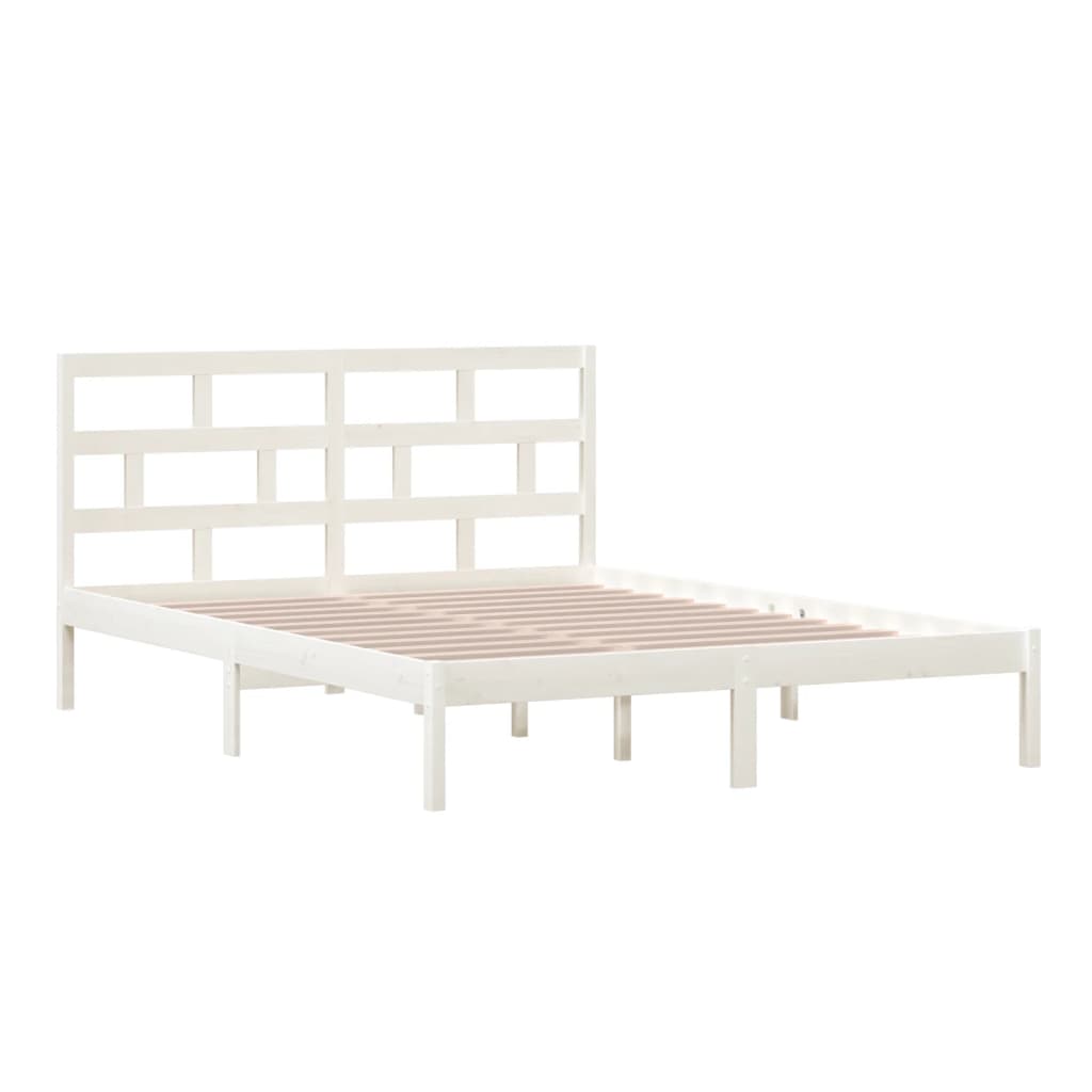 vidaXL Cadru de pat King Size, alb, 150x200 cm, lemn masiv vidaXL Cadru de pat King Size, alb, 150x200 cm, lemn masiv