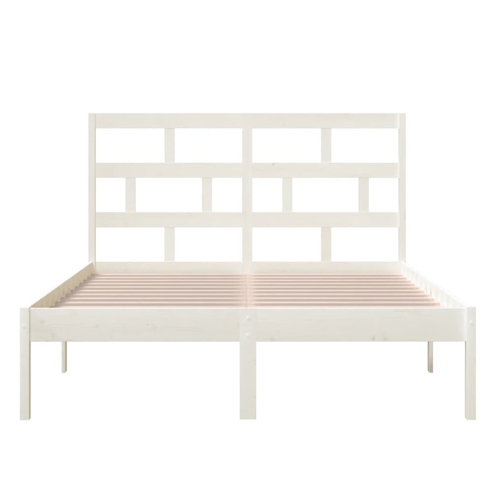 vidaXL Cadru de pat King Size, alb, 150x200 cm, lemn masiv vidaXL Cadru de pat King Size, alb, 150x200 cm, lemn masiv
