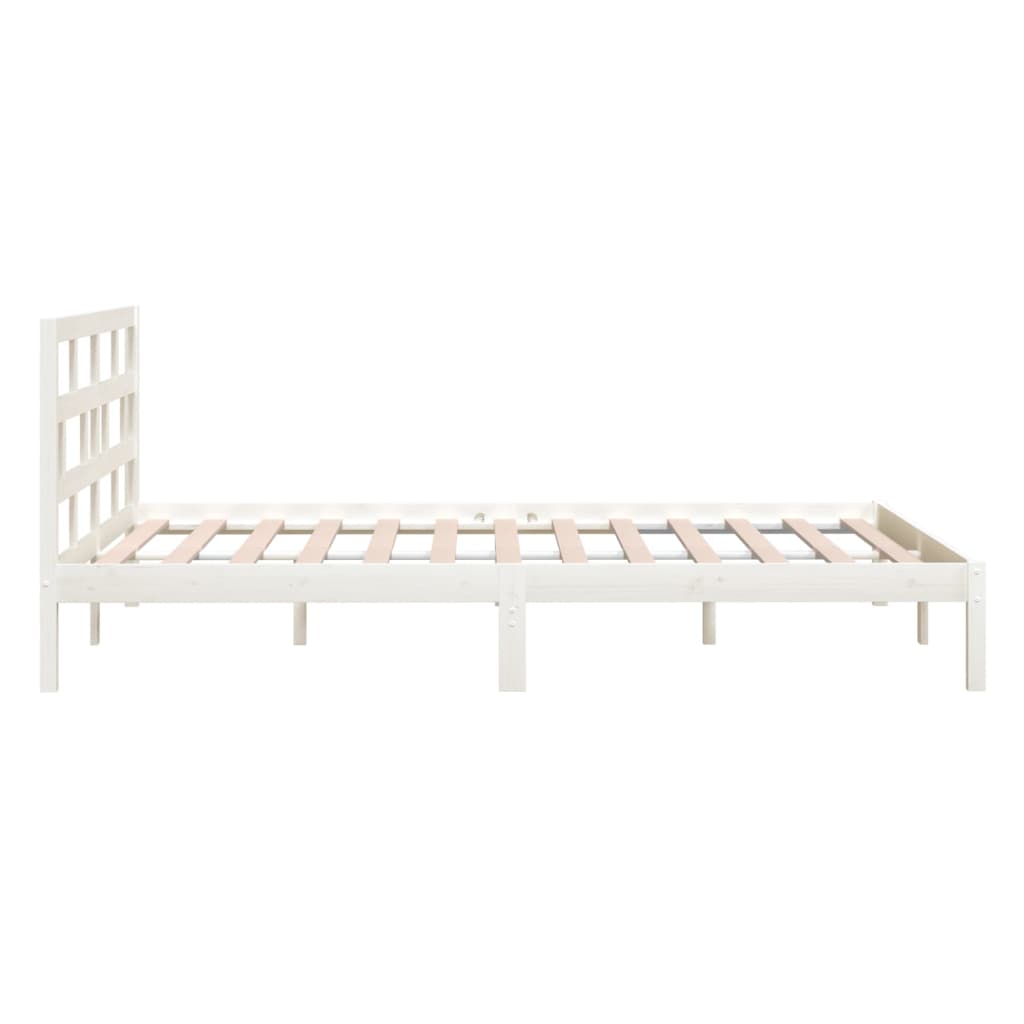 vidaXL Cadru de pat King Size, alb, 150x200 cm, lemn masiv vidaXL Cadru de pat King Size, alb, 150x200 cm, lemn masiv