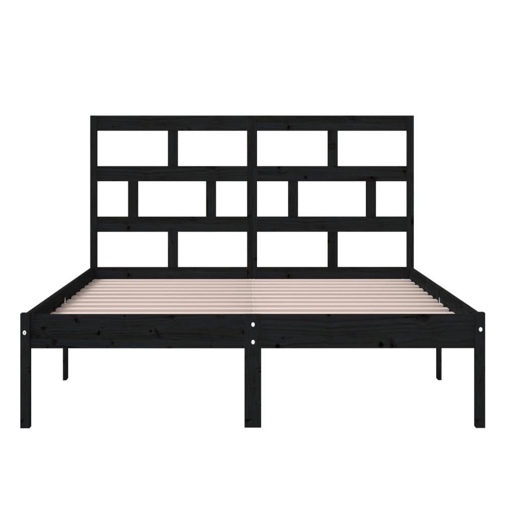 vidaXL Cadru de pat King Size, negru, 150x200 cm, lemn masiv vidaXL Cadru de pat King Size, negru, 150x200 cm, lemn masiv