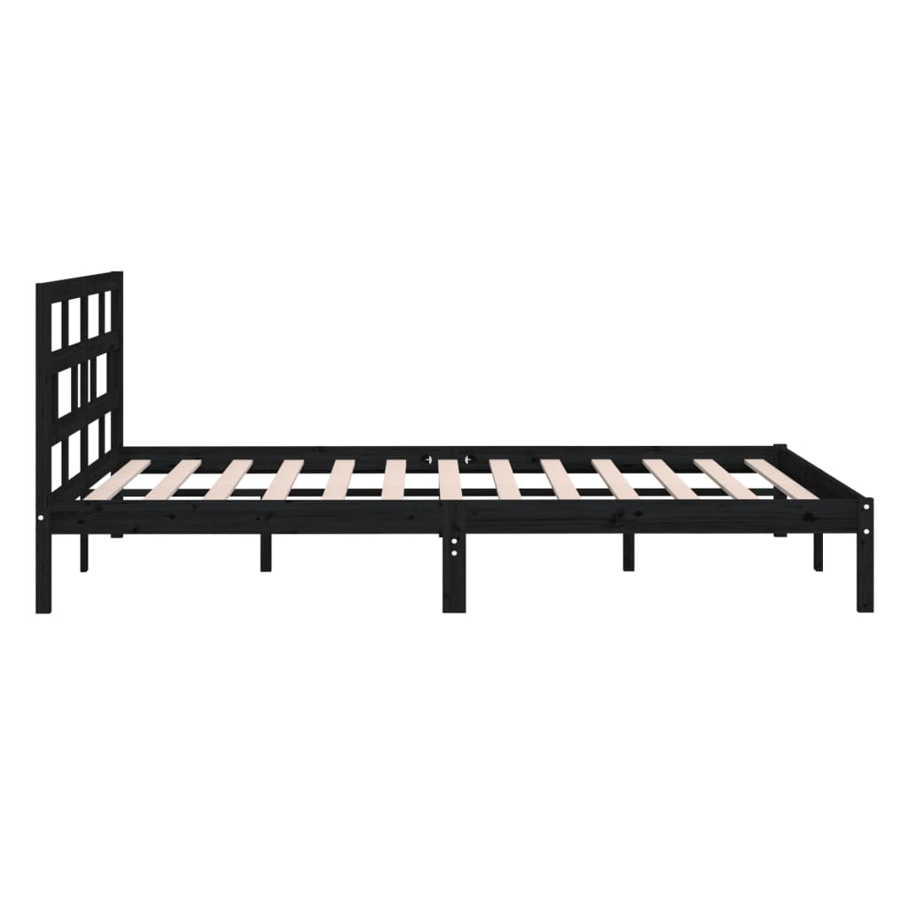 vidaXL Cadru de pat King Size, negru, 150x200 cm, lemn masiv vidaXL Cadru de pat King Size, negru, 150x200 cm, lemn masiv