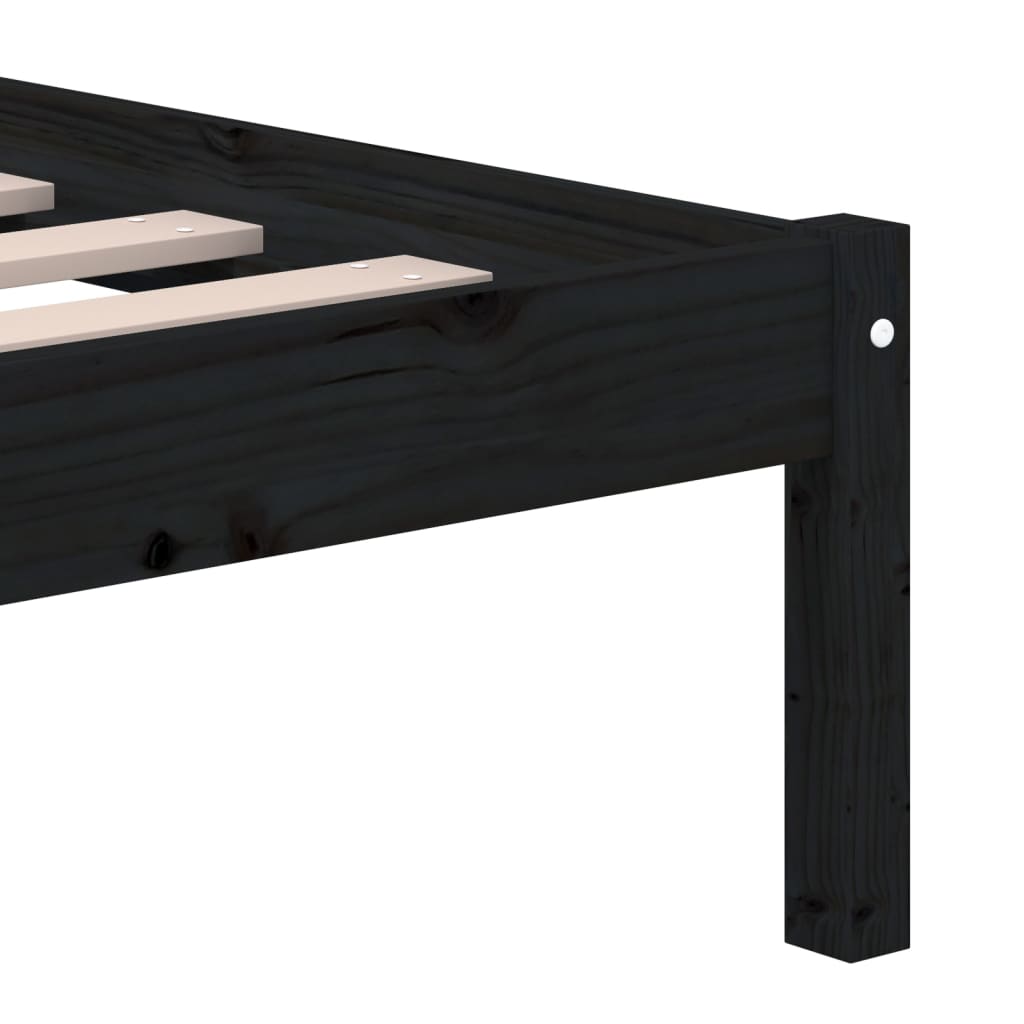 vidaXL Cadru de pat King Size, negru, 150x200 cm, lemn masiv vidaXL Cadru de pat King Size, negru, 150x200 cm, lemn masiv