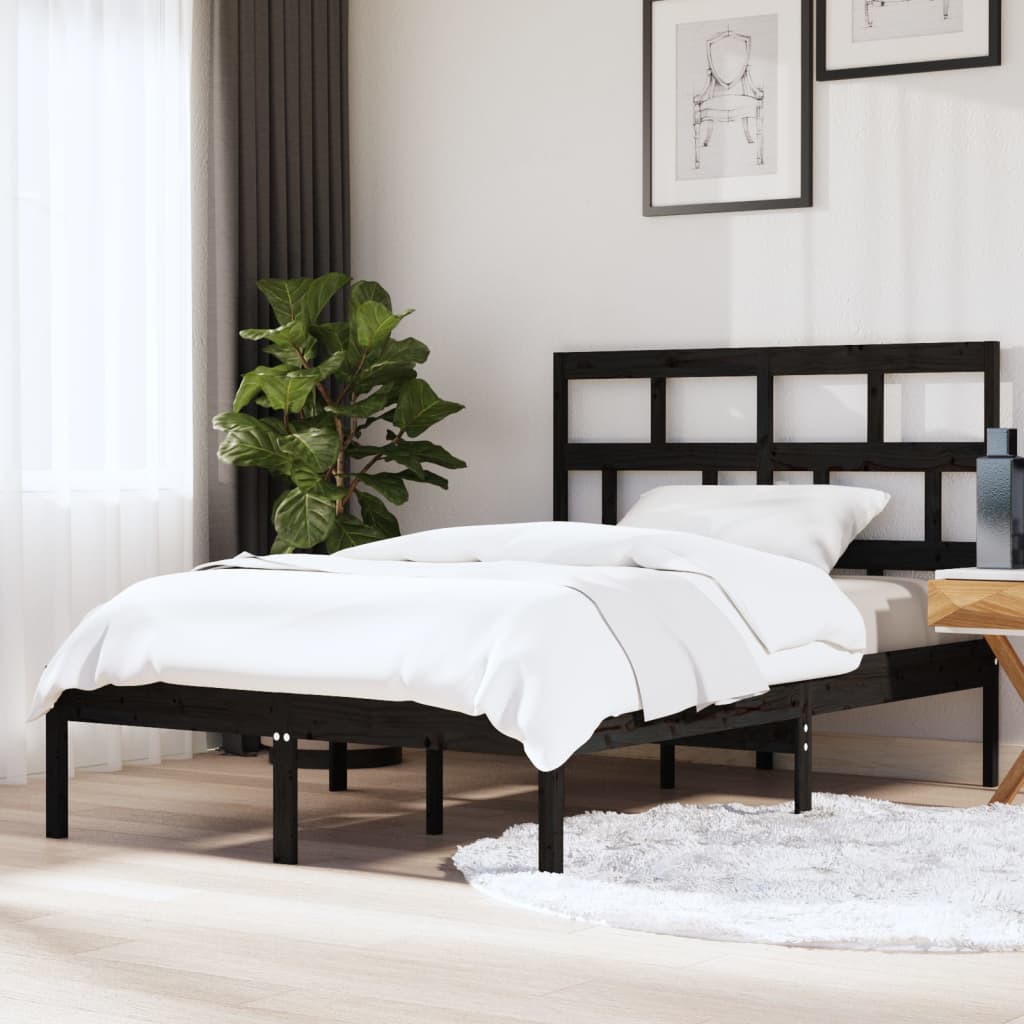 vidaXL Cadru de pat King Size, negru, 150x200 cm, lemn masiv vidaXL Cadru de pat King Size, negru, 150x200 cm, lemn masiv