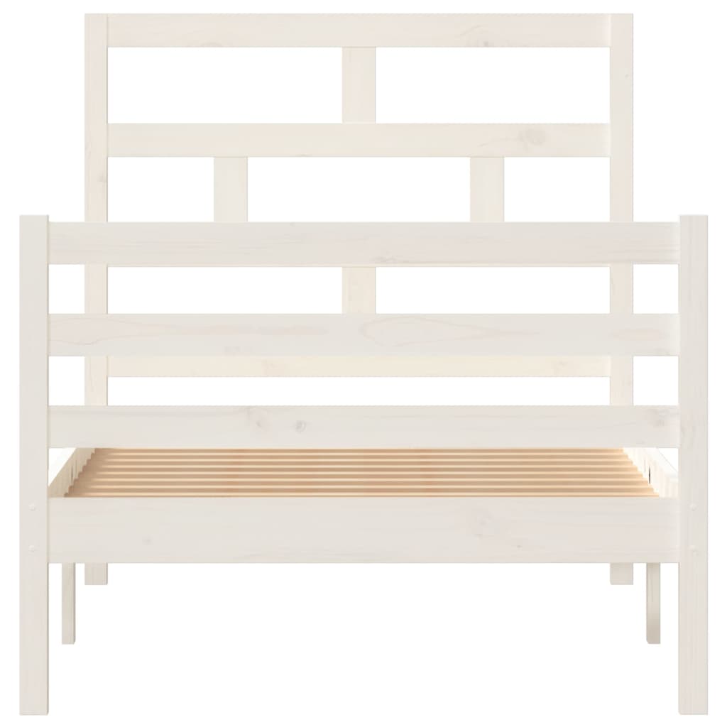vidaXL Cadru de pat ,alb, 90x200 cm, lemn masiv de pin