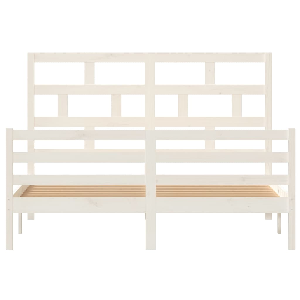 vidaXL Cadru de pat King Size, alb, 150x200 cm, lemn masiv vidaXL Cadru de pat King Size, alb, 150x200 cm, lemn masiv