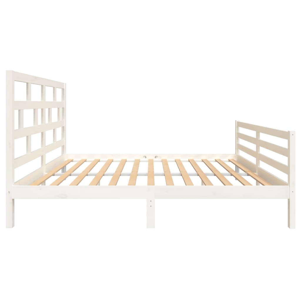 vidaXL Cadru de pat King Size, alb, 150x200 cm, lemn masiv vidaXL Cadru de pat King Size, alb, 150x200 cm, lemn masiv