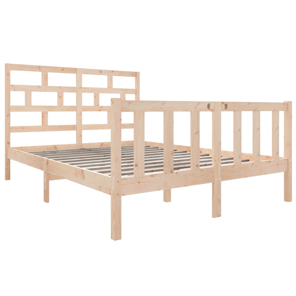 vidaXL Cadru de pat dublu, 135x190 cm, lemn masiv de pin