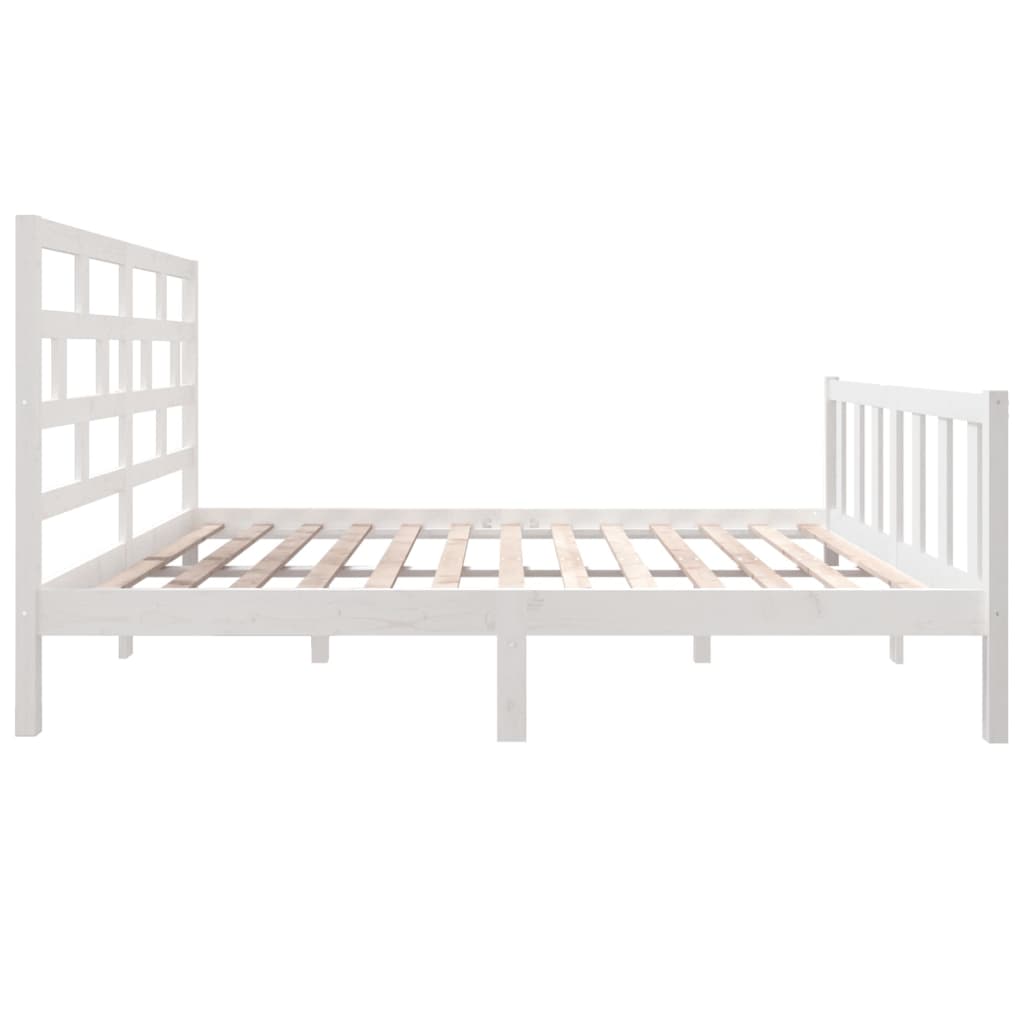 vidaXL Cadru de pat dublu, alb, 135x190 cm, lemn masiv de pin
