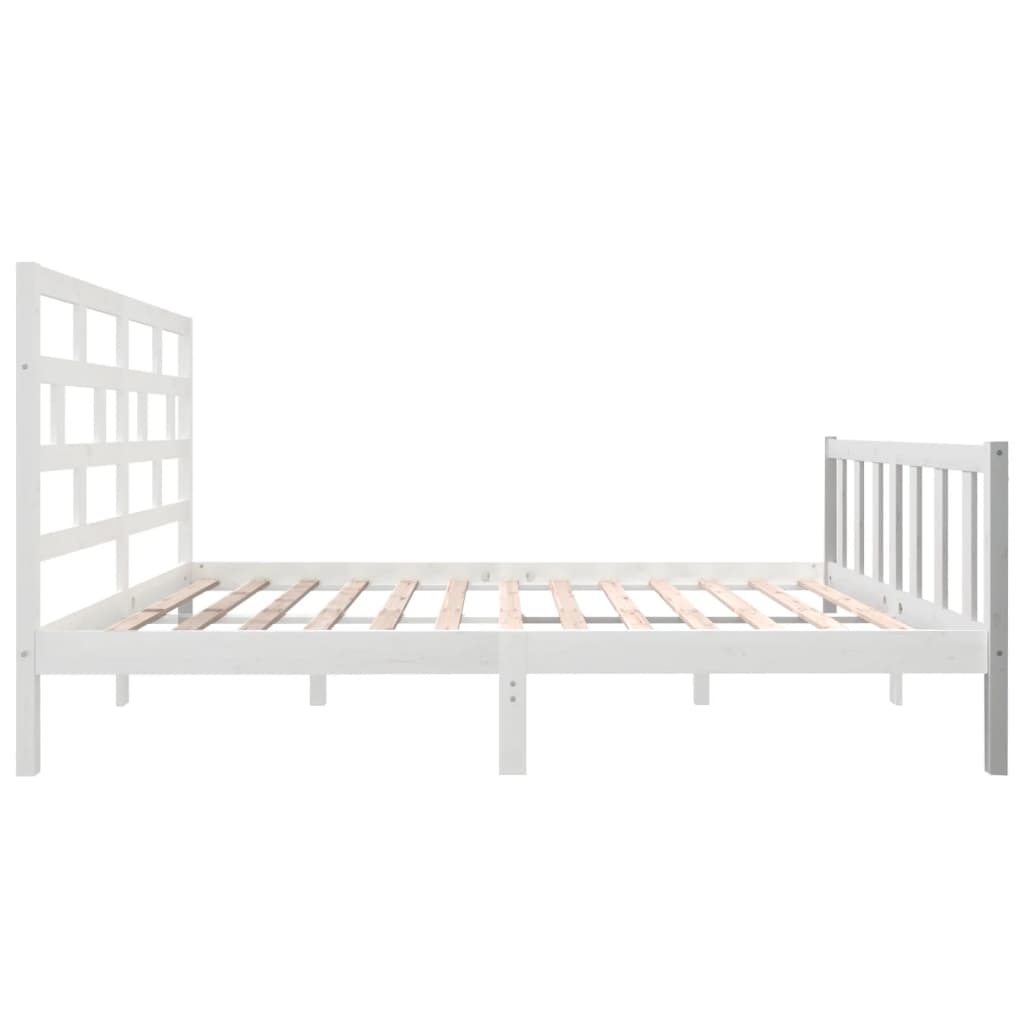 vidaXL Cadru de pat King Size, alb, 150x200 cm, lemn masiv de pin vidaXL Cadru de pat King Size, alb, 150x200 cm, lemn masiv de pin