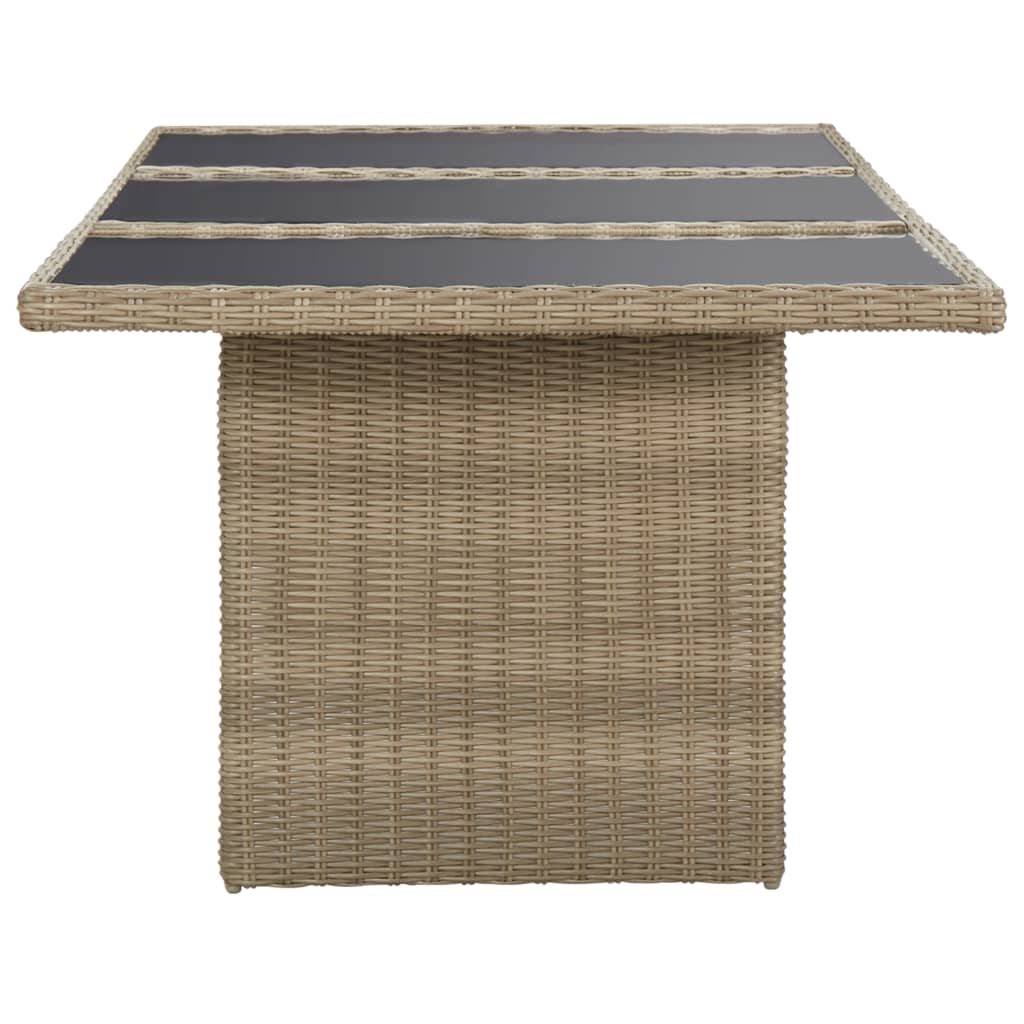 vidaXL Masă de grădină, maro, 200 x 100 x 74 cm, sticlă și poliratan