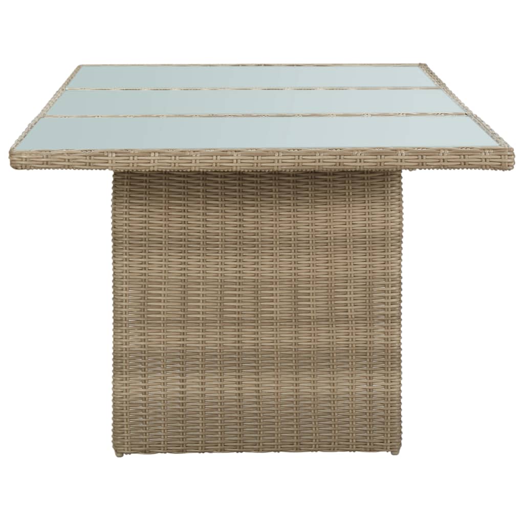vidaXL Masă de grădină, maro, 200 x 100 x 74 cm, sticlă și poliratan