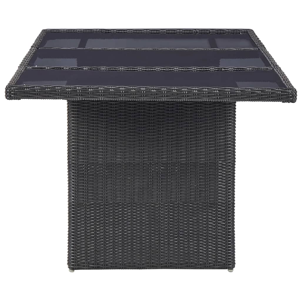 vidaXL Masă de grădină, negru, 200 x 100 x 74 cm, sticlă și poliratan