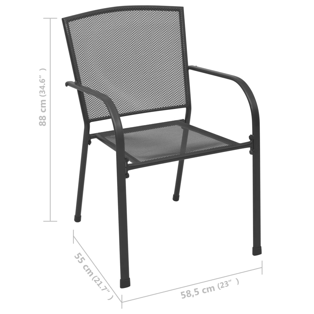 vidaXL Scaune de exterior cu design plasă, 4 buc., antracit, oțel