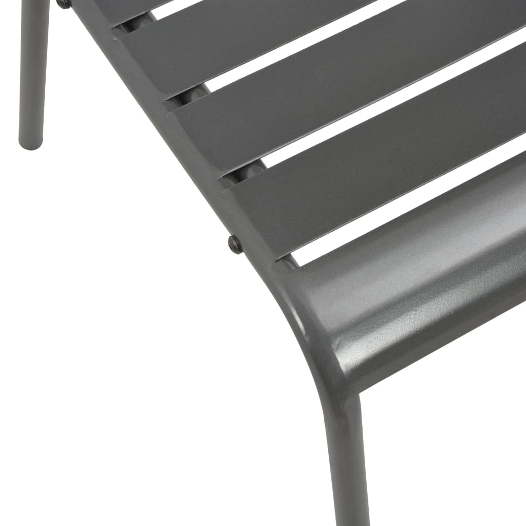 vidaXL Scaune de exterior, 4 buc., gri închis, oțel, design lamelar vidaXL Scaune de exterior, 4 buc., gri închis, oțel, design lamelar