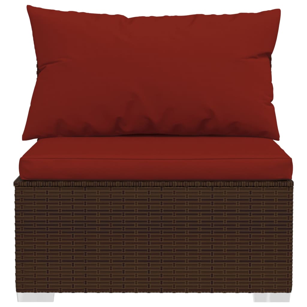 vidaXL Set mobilier de grădină cu perne, 9 piese, maro, poliratan