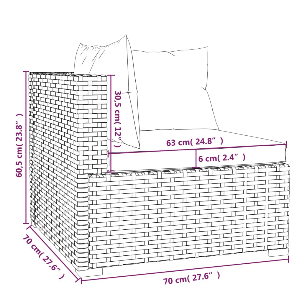 vidaXL Set mobilier de grădină cu perne, 7 piese, negru, poliratan vidaXL Set mobilier de grădină cu perne, 7 piese, negru, poliratan