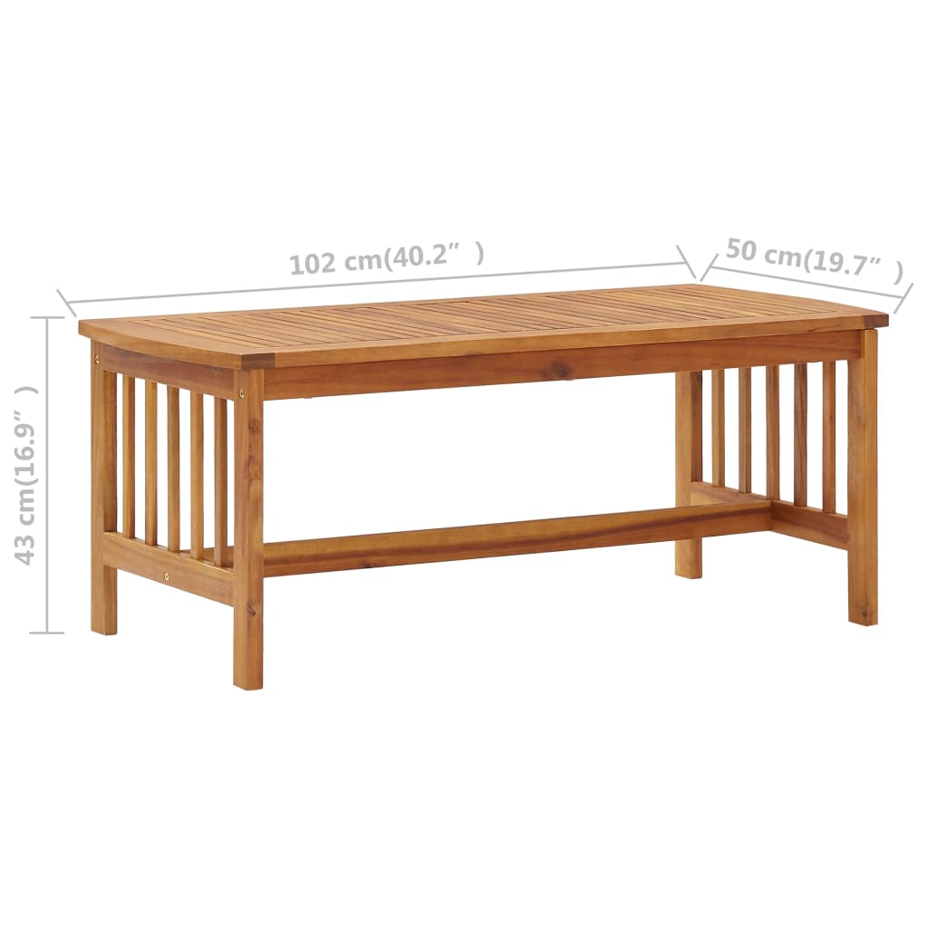 vidaXL Masă de cafea, 102 x 50 x 43 cm, lemn masiv de acacia