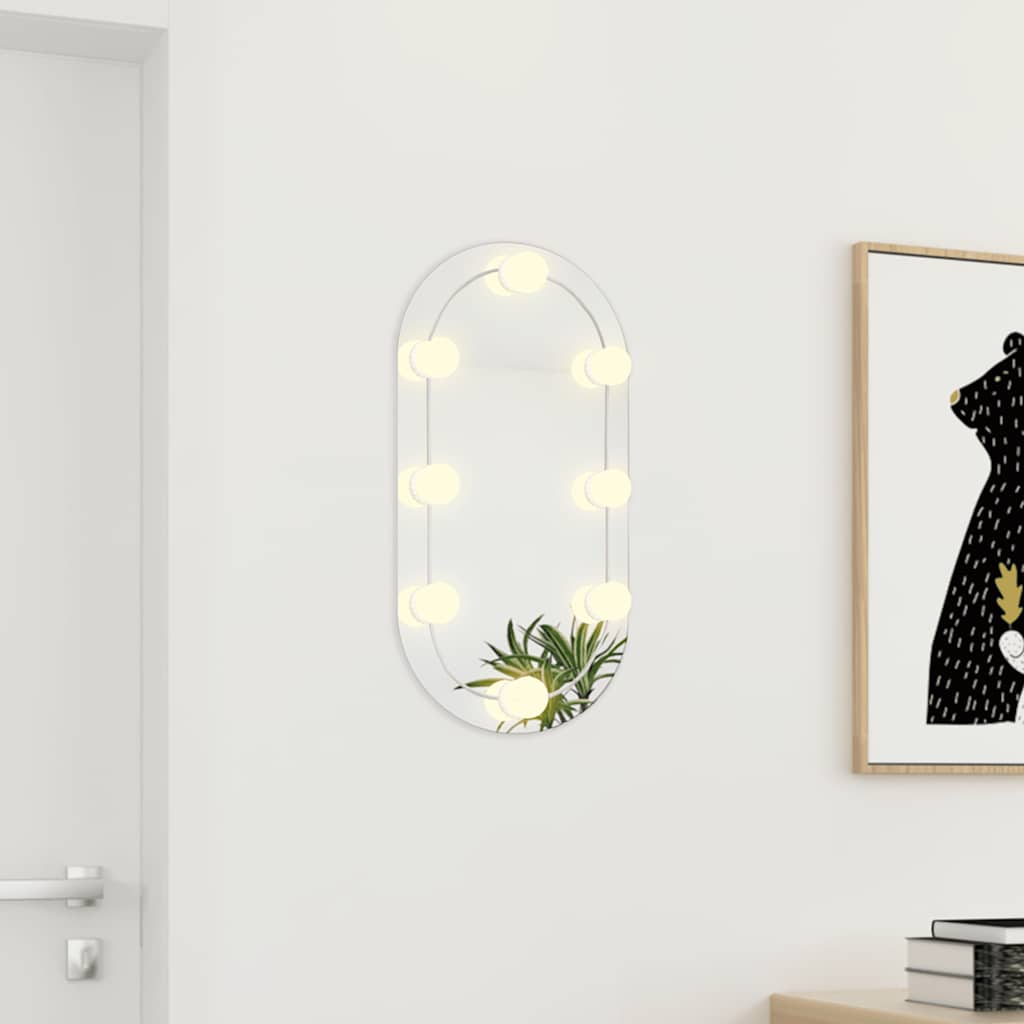 vidaXL Oglindă cu lumini LED, 60x30 cm, sticlă, oval vidaXL Oglindă cu lumini LED, 60x30 cm, sticlă, oval