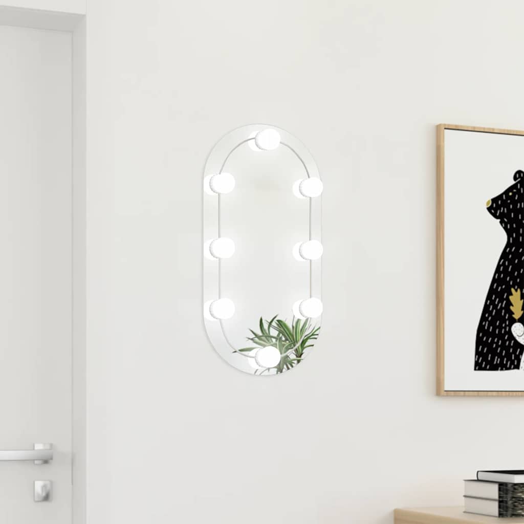 vidaXL Oglindă cu lumini LED, 60x30 cm, sticlă, oval vidaXL Oglindă cu lumini LED, 60x30 cm, sticlă, oval