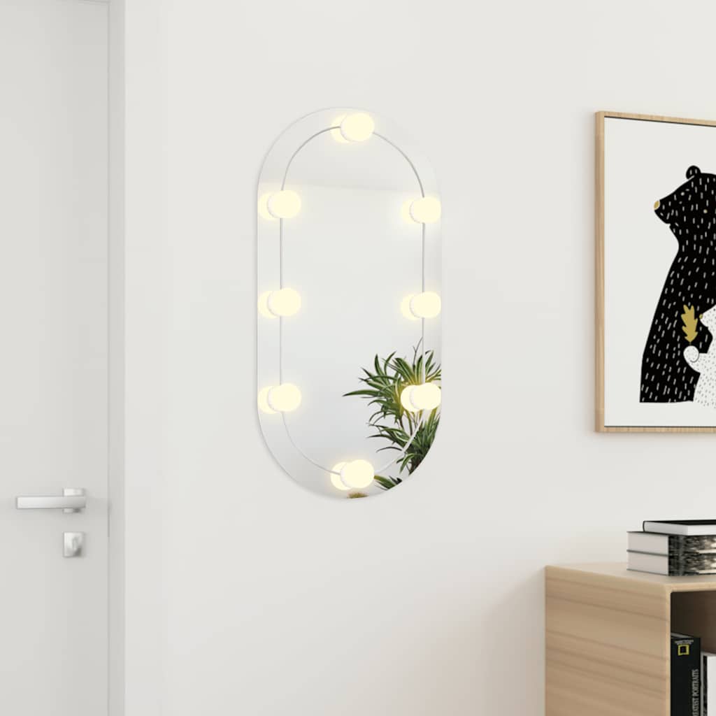 vidaXL Oglindă ovală cu lumini LED, 80x40, cm sticlă vidaXL Oglindă ovală cu lumini LED, 80x40, cm sticlă