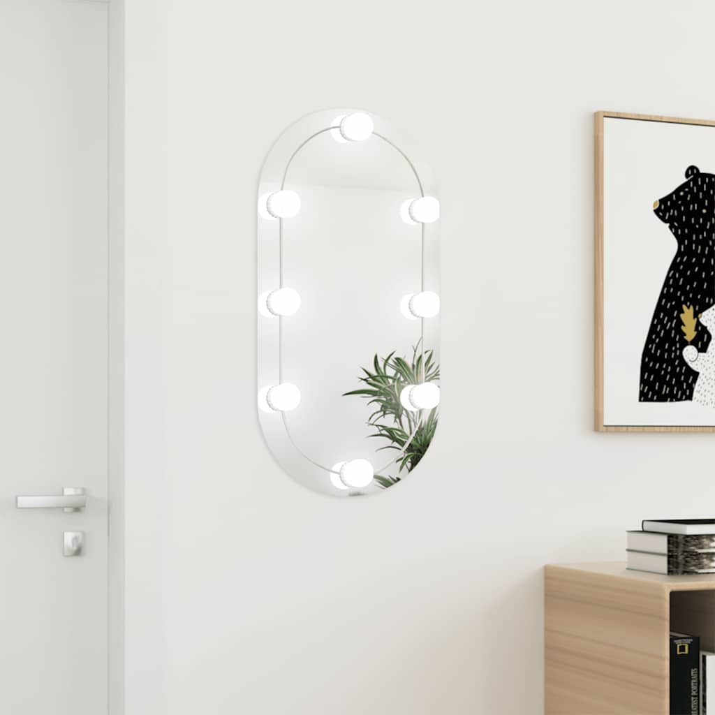 vidaXL Oglindă ovală cu lumini LED, 80x40, cm sticlă vidaXL Oglindă ovală cu lumini LED, 80x40, cm sticlă