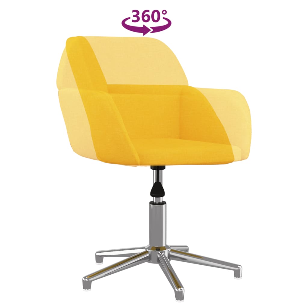 vidaXL Scaune de bucătărie pivotante, 2 buc., galben muștar, textil