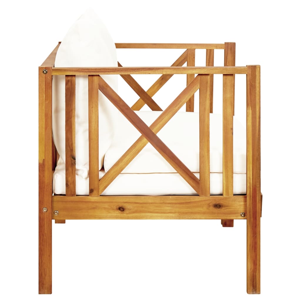 vidaXL Bancă grădină cu 2 locuri & perne, 122 cm, lemn masiv acacia