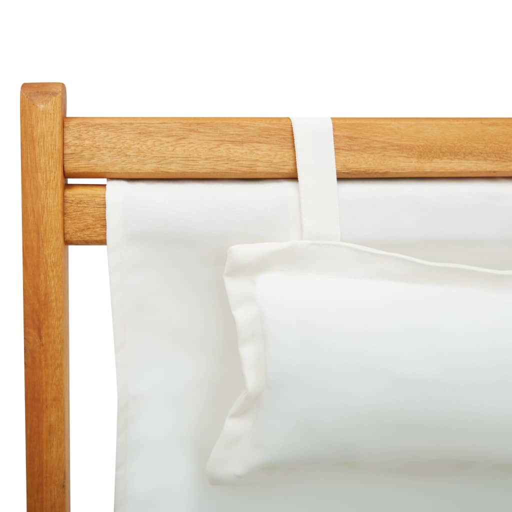 vidaXL Scaun de plajă pliabil, crem, lemn masiv de eucalipt, textil vidaXL Scaun de plajă pliabil, crem, lemn masiv de eucalipt, textil