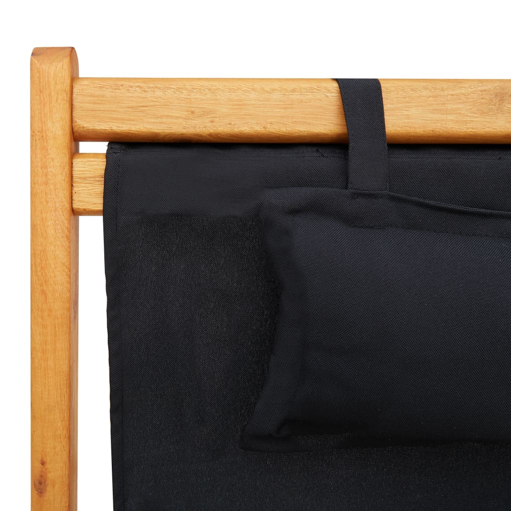 vidaXL Scaun de plajă pliabil, negru, lemn masiv de eucalipt, textil vidaXL Scaun de plajă pliabil, negru, lemn masiv de eucalipt, textil