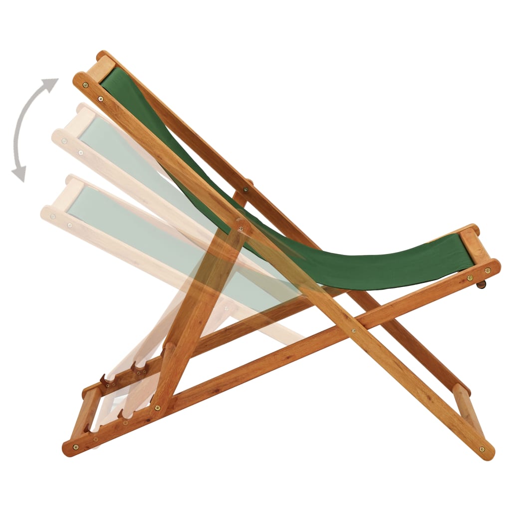vidaXL Scaun de plajă pliabil, verde, lemn de eucalipt și țesătură vidaXL Scaun de plajă pliabil, verde, lemn de eucalipt și țesătură