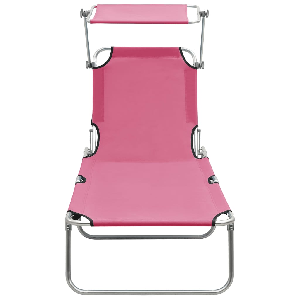 vidaXL Șezlong pliabil cu baldachin, oțel, roz magenta vidaXL Șezlong pliabil cu baldachin, oțel, roz magenta