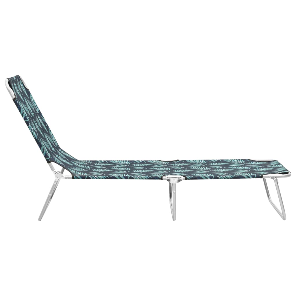 vidaXL Șezlong pliabil, oțel, model frunze, material textil vidaXL Șezlong pliabil, oțel, model frunze, material textil