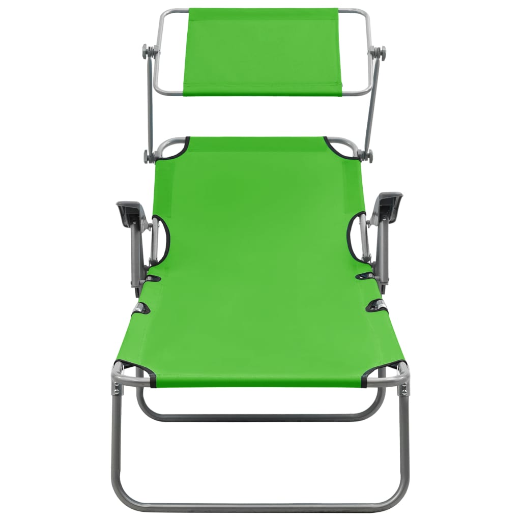 vidaXL Șezlong cu baldachin, verde, oțel vidaXL Șezlong cu baldachin, verde, oțel