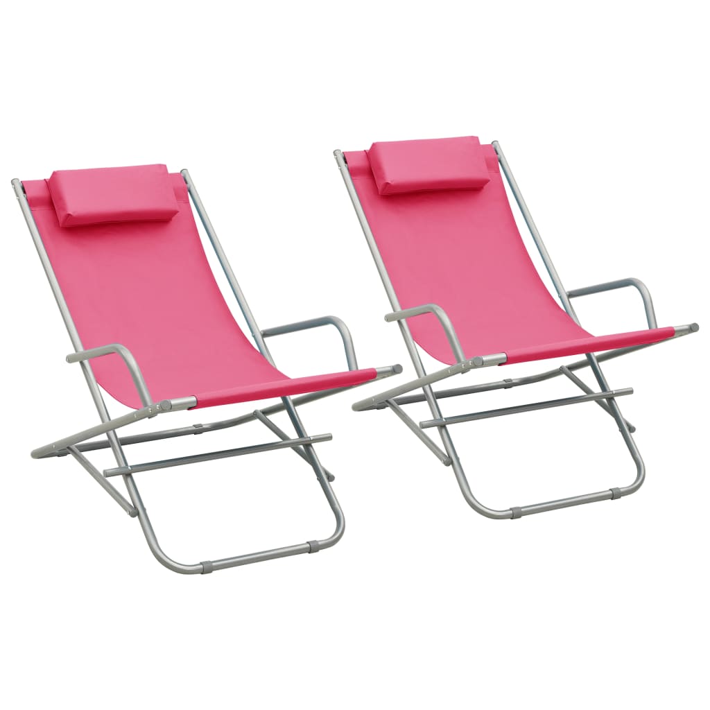 vidaXL Scaune balansoar, 2 buc., roz, oțel vidaXL Scaune balansoar, 2 buc., roz, oțel