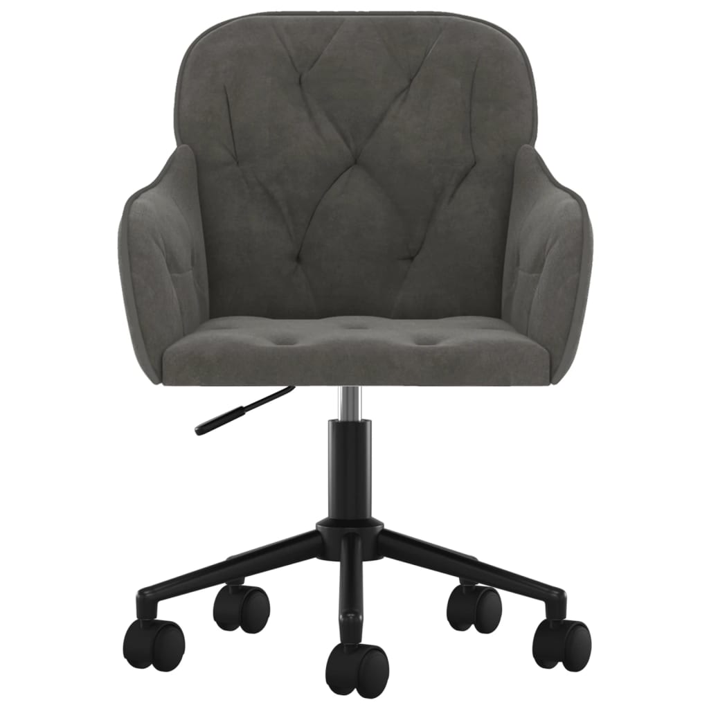 vidaXL Scaune de bucătărie pivotante, 2 buc, gri închis, catifea