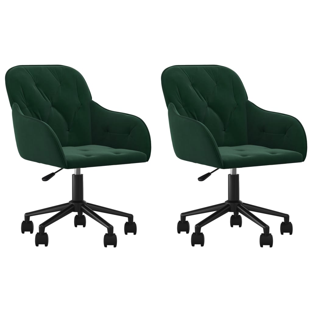 vidaXL Scaune de bucătărie pivotante, 2 buc., verde închis, catifea vidaXL Scaune de bucătărie pivotante, 2 buc., verde închis, catifea