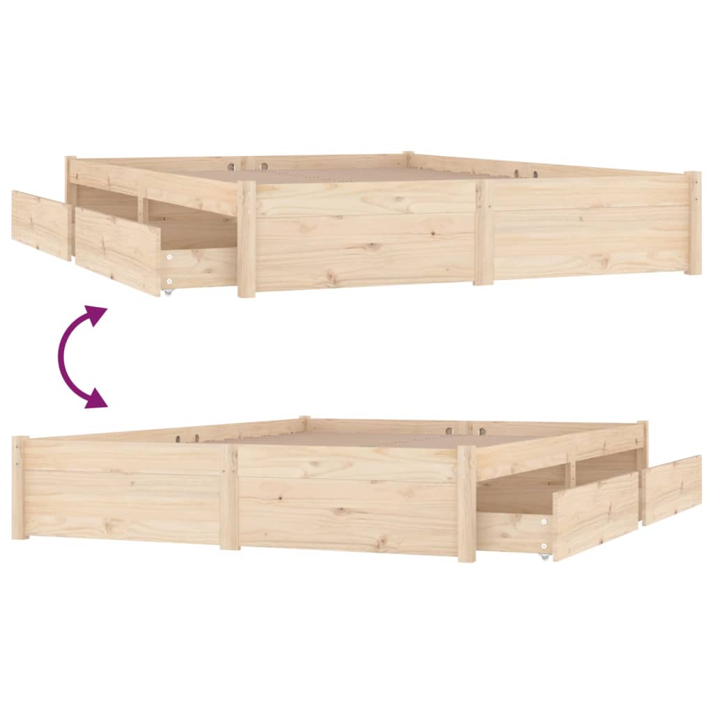 vidaXL Cadru de pat cu sertare King Size, 150x200 cm