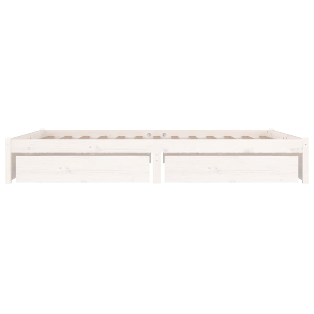 vidaXL Cadru de pat cu sertare King Size, alb, 150x200 cm