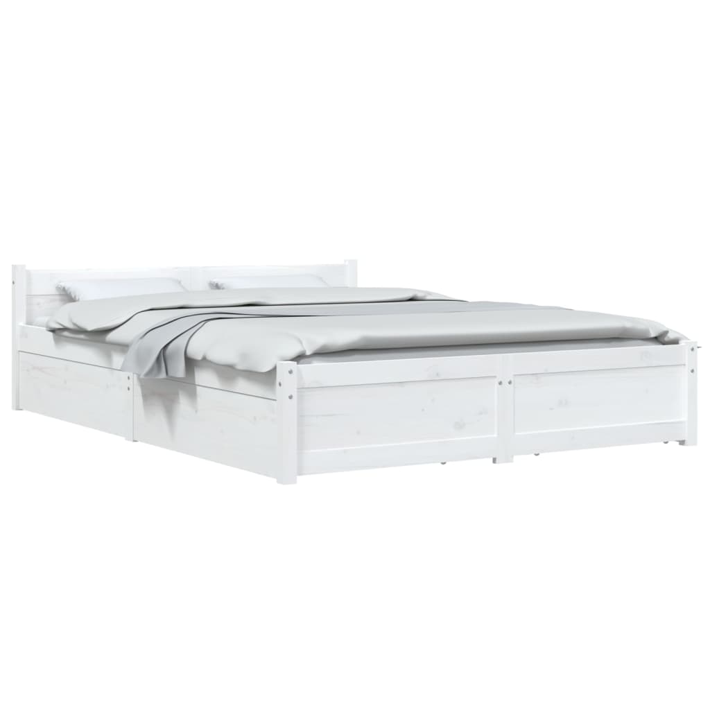 vidaXL Cadru de pat cu sertare Double, alb, 135x190 cm