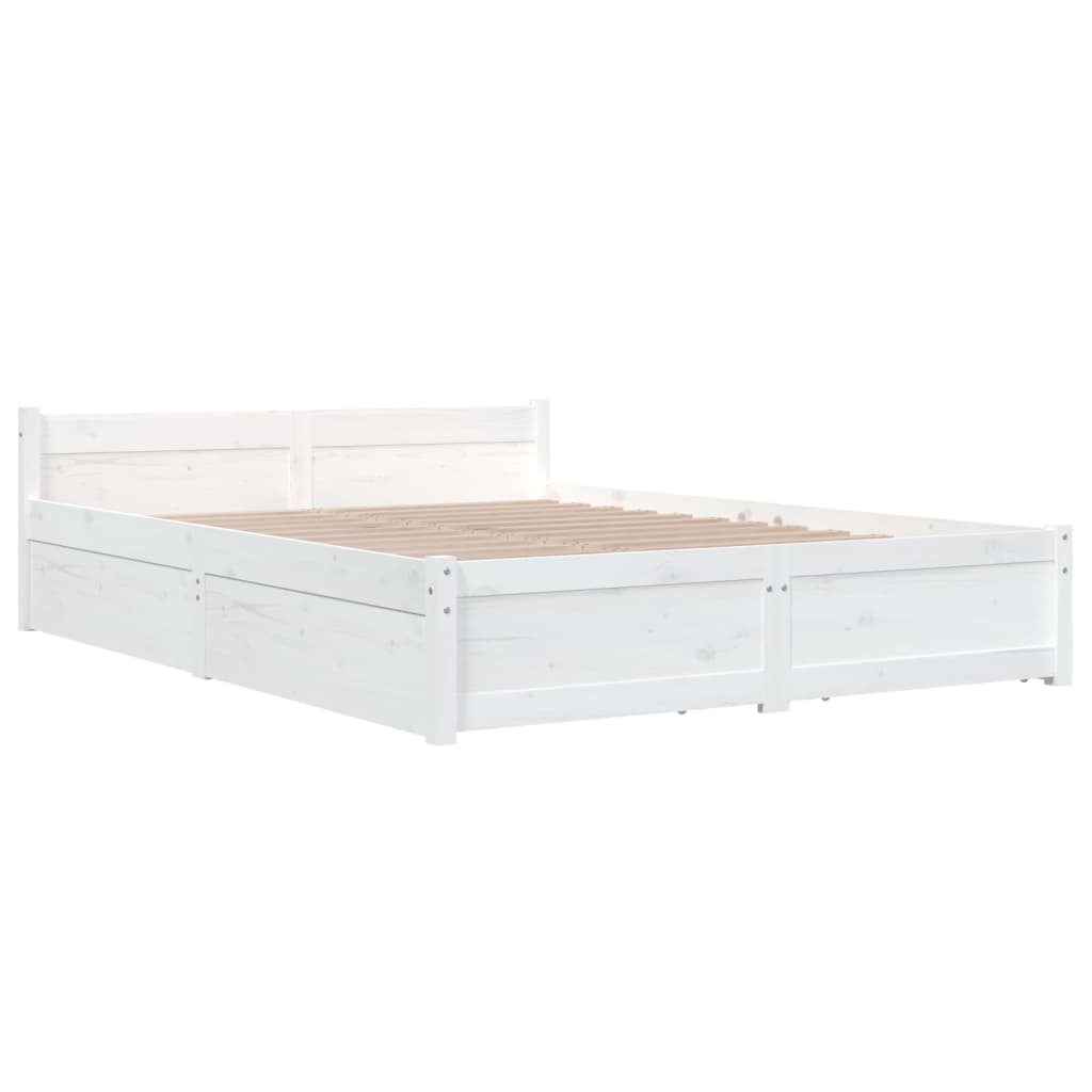 vidaXL Cadru de pat cu sertare Double, alb, 135x190 cm