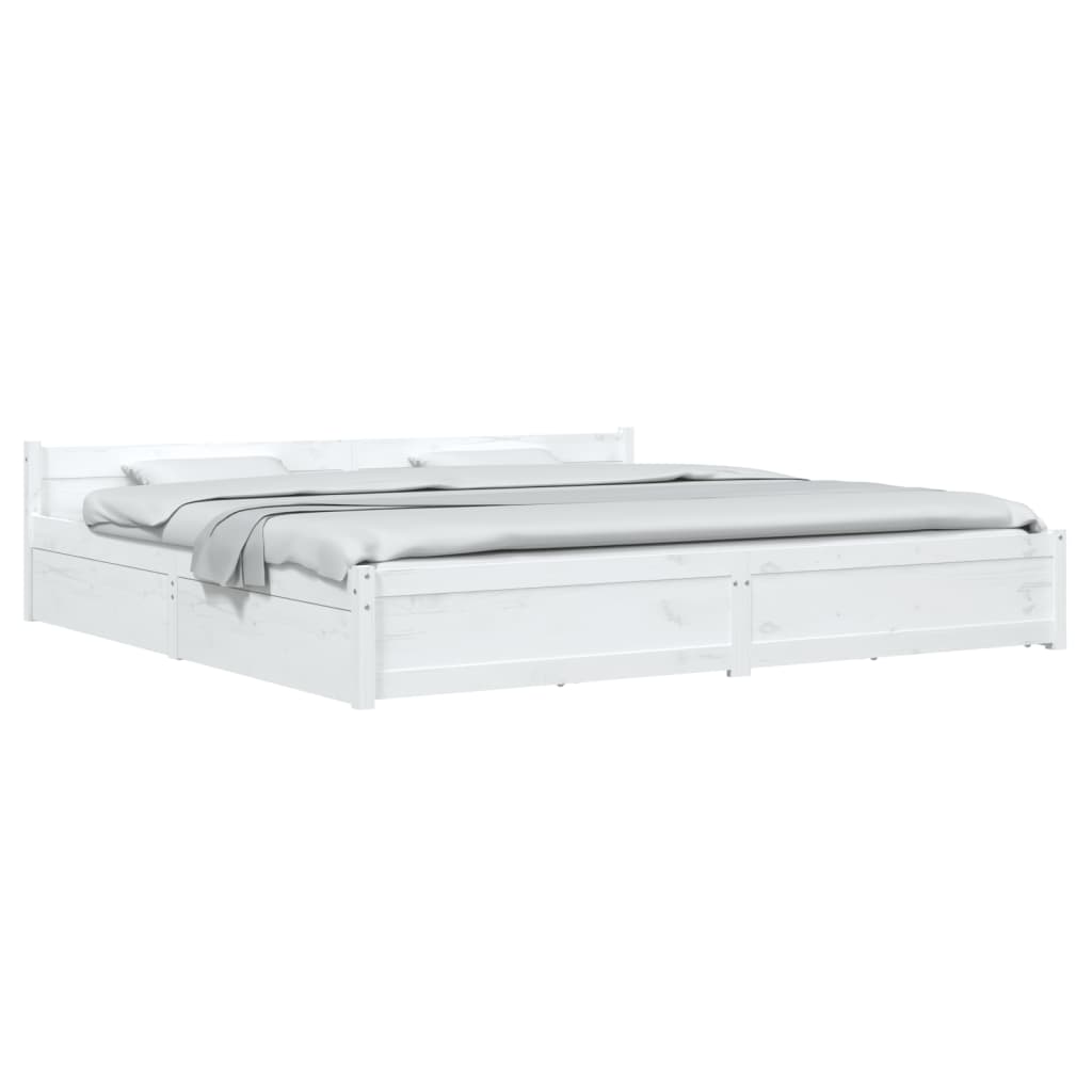 vidaXL Cadru de pat cu sertare Super King, alb, 180x200 cm