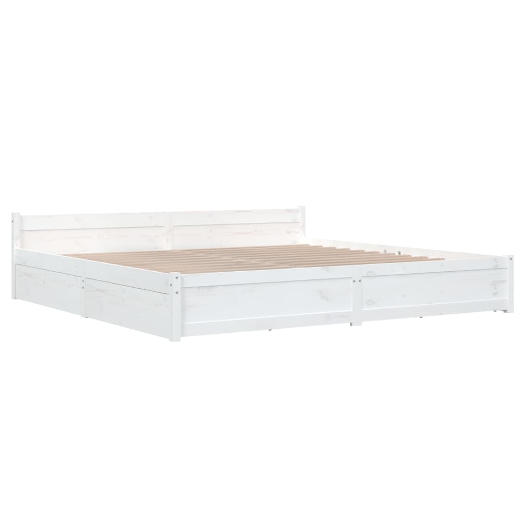 vidaXL Cadru de pat cu sertare Super King, alb, 180x200 cm
