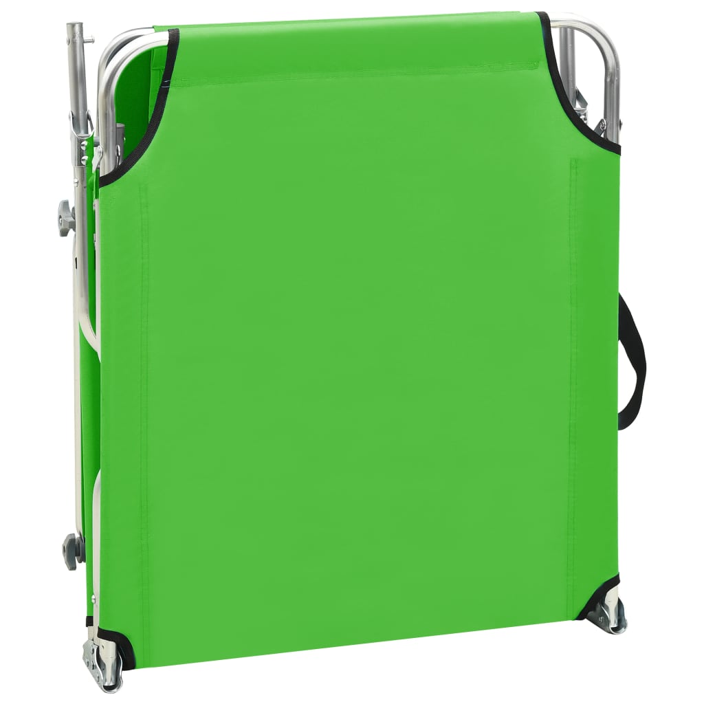 vidaXL Șezlong pliabil cu copertină, verde, aluminiu vidaXL Șezlong pliabil cu copertină, verde, aluminiu